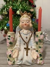 Ardalt Vintage Girl Christmas angel figurine candlestick  Crucifix Japan Read picture