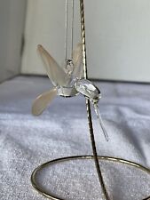 Humming Bird Hanging Christmas Ornament Hand Blown Glass Orange Peach Frosted picture