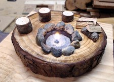 Hand made wood  ( Camp Fire )  candle holder. picture