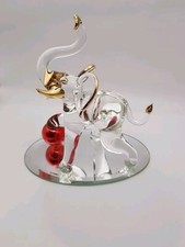 LQQK VINTAGE Glass Figure Elephant with Red Ball Gold Lining - BEAUTIFUL picture