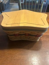 Longaberger 2001 Lg Shining Star 5pc Set Basket 2 Prot, Lid & Liner EUC GREEN picture