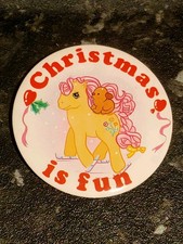 Vintage Super Rare My Little Pony MLP Christmas Pin Badge 1991 Gemma Designs UK picture
