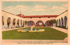 Stables on WK Kellogg Arabian Horse Ranch Pomona California CA 1930s Postcard picture