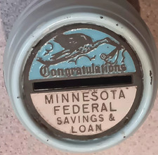 Vintage MINNESOTA FEDERAL SAVINGS & LOAN Barrel Keg Coin BABY BANK  no reserve picture