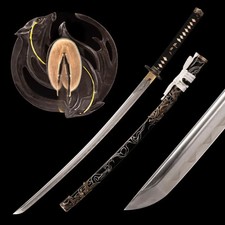 Handmade Ghost of Yotei Sword, Handforged Full Tang T10 Steel Clay Tempering USA picture