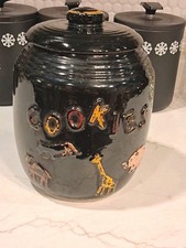 Ceramic Animal Crackers Cookie Jar Brown Large 9.25” Vintage Unsigned Mccoy picture