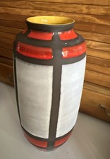 Vintage MCM Scheurich Keramik  Lava & Yellow 12.5” Tall Vase W. Germany #518-30 picture