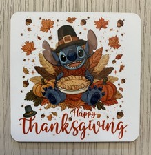 Disney Inspired  Stitch Thanksgiving coasters, With Cork Backing, Set Of 4 picture