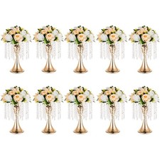 Inweder Gold 10.2in Flower Vases, 10 Pcs - Wedding Centerpiece Holders picture