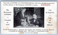 1938 ANTOINE'S OYSTERS ROCKEFELLER SERVING #1,744,527 NEW ORLEANS RESTAURANT picture
