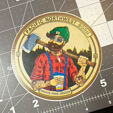Vintage Rare Dutch Bros Lumberjack Pacific Northwest Grants Pass Oregon Sticker picture