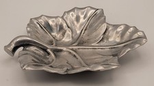 Vintage Aluminum Maple Leaf Trinket Dish Signed Bruce Fox Mid Century Modern picture
