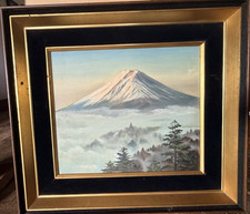 Vintage Japanese Mt Fuji Oil Painting Signed K Sugawara Tokyo Sekai-Do Frame picture