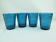 4 IVIMA SNOWFLAKE PATTERN BLUE AQUA GREEN GLASSES DRINK TUMBLER 4.25” TAL picture