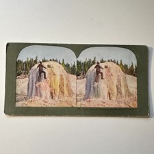 Near View of Lone Star Geyser Cone Antique Stereoview Card 5H6-5 picture