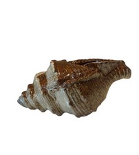 Vintage Conch Shell Ceramic Planter Beach Decor Unique Beige/Brown Blue Spire  picture