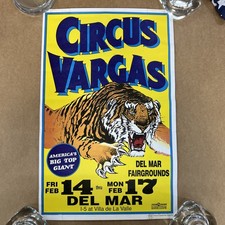 Vintage 1990s Del Mar Fairgrounds C￼ircus Vargas Circus Event Poster 17x11