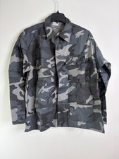 Gray Camo Military Surplus BDU Combat Coat Unlined Shirt Jacket Mens L Regular picture