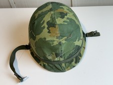 1969 US M1 Helmet Vietnam War Era w/ Camouflage Cover & Liner NSN 8415-261-6833 picture