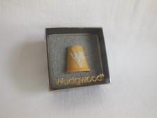 Boxed Wedgwood Cane Yellow Jasperware Daffodil Flower Thimble picture