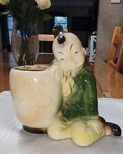 Vintage Royal Copley Ceramic Planter Pot with Asian Boy Japan Mid Century picture