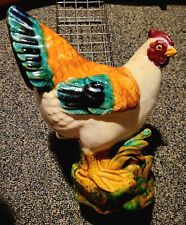 Vintage Majolica Hand Painted Chicken Hen 12” picture