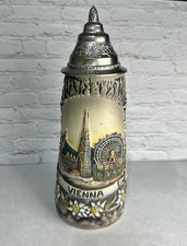 ECHTHEITS ZERTIFI BIERKRUG ORIGINAL KING LIDDED STEIN  VIENNA 330 1/2 VG picture