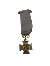 Vintage 1896 YMCA Bronze Cross Medal Gray Ribbon Lapel Pin Award Badge picture
