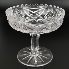 Vintage Pedestal Crystal Candy / Compote Dish, Decorative, Hobstar Star Pinwheel picture
