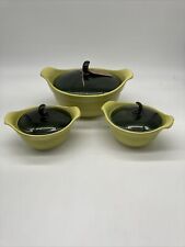 Vtg Hull Pottery Crescent Individual Caaserole Baking Dish Chartreuse 1960s Set3 picture
