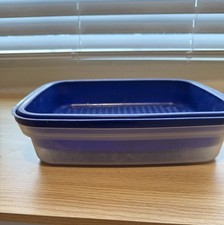 Tupperware 1295-7 Large Blue Marinade/Storage Container Diamond with 1294-7 Lid picture