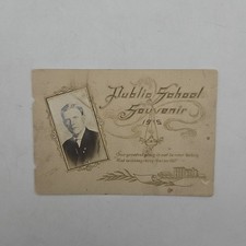Antique Public School Souvenir 1915 w/ Photograph of Young Man | UNK School picture