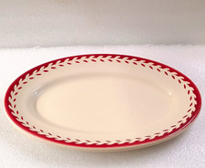 Shenango Rimrol Welroc Oval Platter Leaf Border White/Red 15