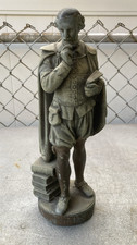 Old William Shakespeare Spelter Cast Metal Statue Sculpture ~ 12