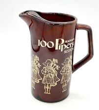 Vintage 100 Pipers Seagrams Scotch Whisky Bar Pitcher Advertising Brown Gloss picture
