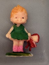 Vintage Miniature Doll Holding Doll Hand-Painted 1977 Figurine 1.5 Inches picture