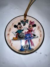 VTG Disney Porcelain Minnie & Mickey Mouse Christmas Collection Ornament 1995 picture