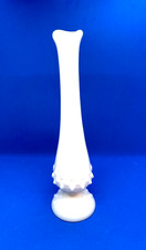 Fenton Swung White Milk Glass Hobnail Swung Bud Vase 8 3/4