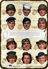 1944 PONTIAC Salutes WWII Soldiers & WAC Vntg-Look DECORATIVE REPLICA METAL SIGN picture