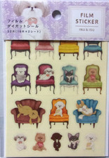KYOWA Animal Dog Chair Film Die Cut Sticker Sheet Made in Japan 32 pieces picture