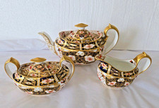 Antique 1927 Royal Crown Derby Traditional Imari 2451 Teapot Creamer Sugar Set picture