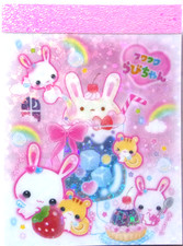 CRUX Fuwa Fuwa Rabi-chan Rabbit Soda Drink Hologram Mini Memo Pad Made in Japan picture