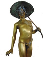 Bronze Figure After Giovanni Varlese Pescatorello Young Fisherman Nude picture