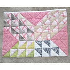 Vintage Patchwork Hand Quilted Quilt Piece 18 x 24 picture