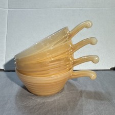 Set of 4 Vintage Fire King Peach Lustre Beehive Handled Bowls By Anchor Hocking picture