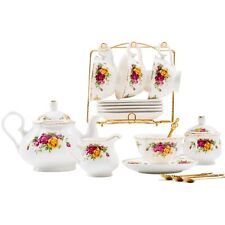 22-Pieces Porcelain Tea Set,Vintage Floral Tea Gift Sets,Cups& Saucer Service... picture