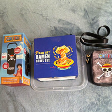 New One Piece Monkey D. Luffy Straw Hat Travel Set Bag + Cup + Bowl w/Utensils picture