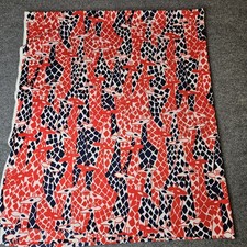 Vintage 1970s Fabric 2 Yards  Nylon Poly Stretch Red Blue Giraffes Geometric picture