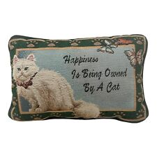 Vintage Cat Kitty Throw Pillow Tapestry Happiness Is Being Owned by a Cat Small picture