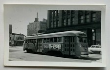 Vintage Photo Snapshot Baltimore Transit Co Trolley Streetcar #7407 advertising  picture